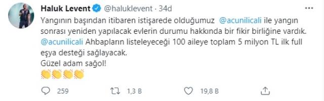 Acun Ilıcalı, Haluk Levent'in derneği aracılığıyla 100 aileye 5 milyon TL'lik yardım yapacak