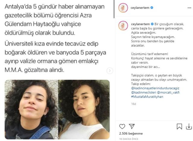 Ünlü isimler, vahşice katledilen Azra Gülendam Haytaoğlu'nun ardından isyan etti