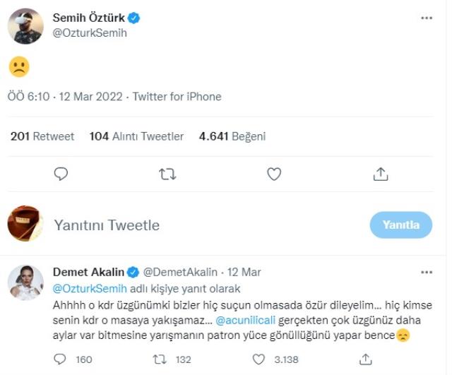 Semih Öztürk'ün kanaldan ayrılmasına üzülen Demet Akalın, Acun Ilıcalı'dan özür diledi