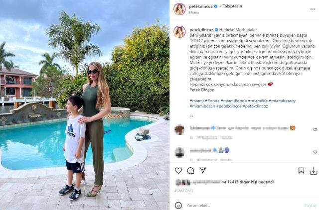 1 ay önce boşanan Petek Dinçöz, oğluyla Miami'ye taşındı