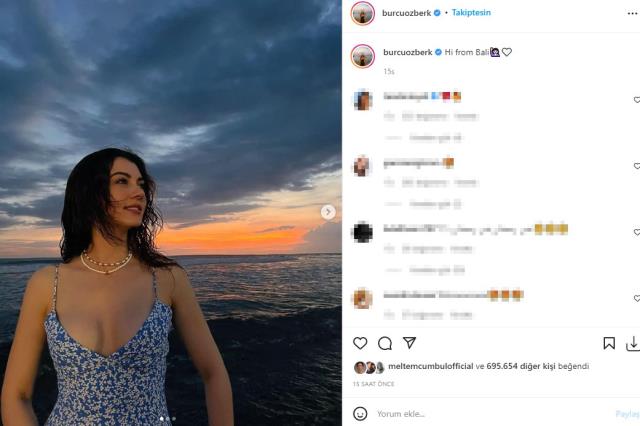 Bali'de tatil yapan Burcu Özberk, mini elbiseli pozlarını paylaştı