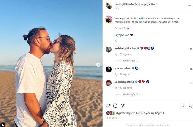 Aşka gelen eski Survivor yarışmacısı Sercan Yıldırım, eşiyle öpüşme pozunu paylaştı