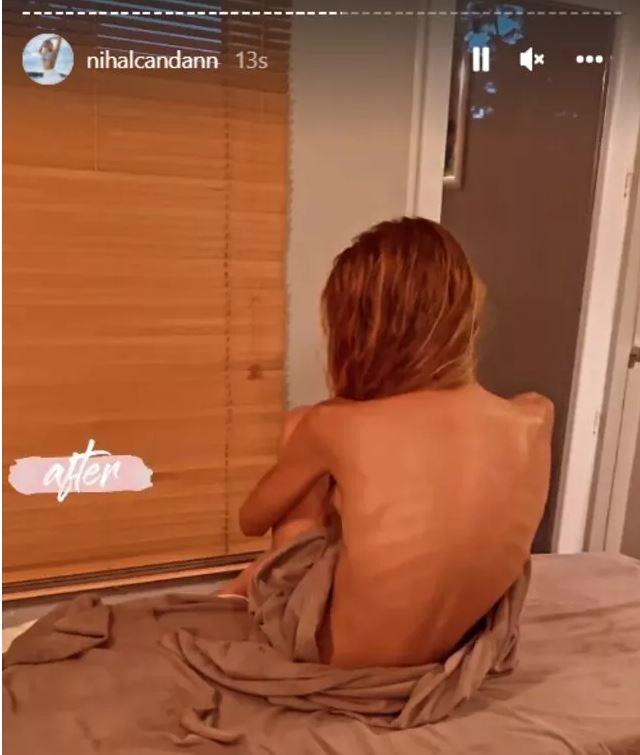 Yataktan çıplak fotoğraf paylaşan Nihal Candan'ın havlusu düştü, dekolte kaçınılmaz oldu
