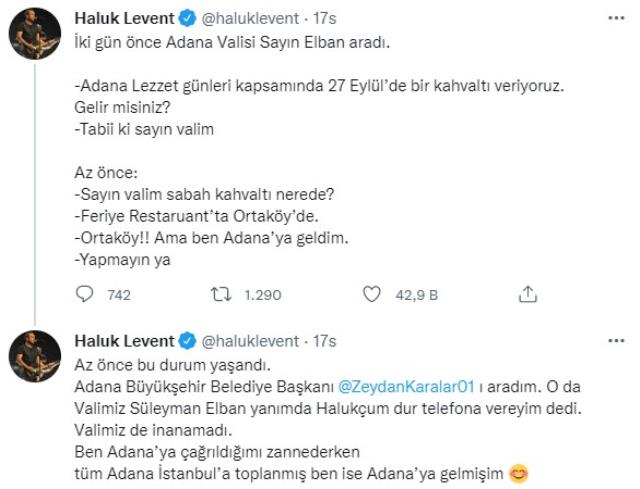 İstanbul'daki etkinliğin yerini karıştıran Haluk Levent, yanlışlıkla Adana'ya gitti