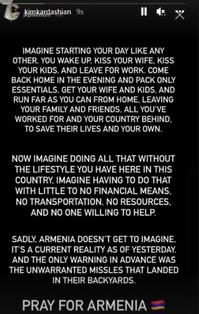 Kim Kardashian'dan 50 Azerbaycan askerini şehit eden Ermenistan paylaşımı: Dua edin!