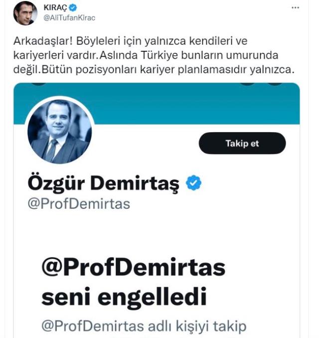 Ünlü şarkıcı Kıraç, Prof. Demirtaş'ın kendisini engellediğini görünce açtı ağzını yumdu gözünü