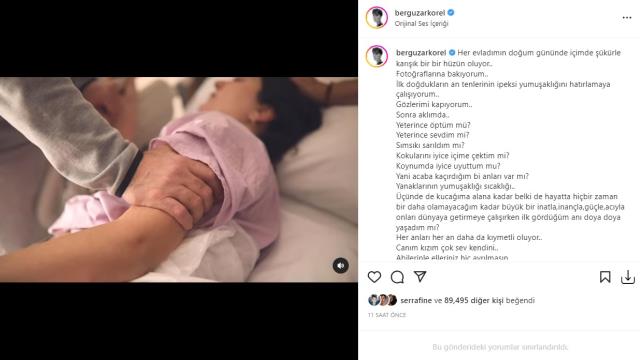 Kızının 1. yaş doğum gününü kutlayan Bergüzar Korel, doğum yaptığı anları paylaştı