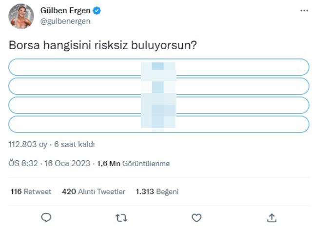 Borsayla ilgili anket yapan Gülben Ergen'e gizli reklam uyarısı: Başına dert alır