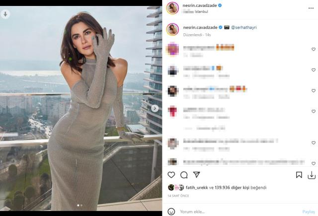 Nesrin Cavadzade transparan elbisesiyle poz verdi, takipçileri yorum yağdırdı
