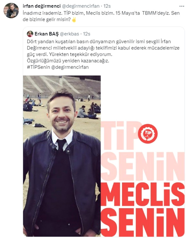 İrfan Değirmenci, Türkiye İşçi Partisi'nden milletvekili aday adayı oldu