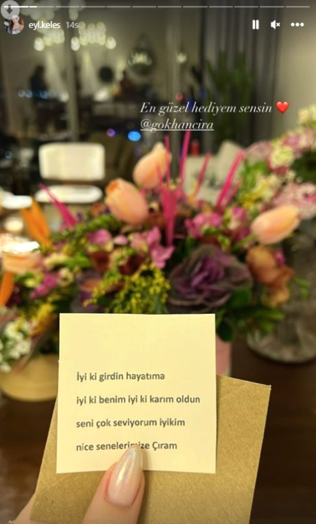 Sevgilisine doğum günü için çiçek yollayan Gökhan Çıra'dan kafa karıştıran not: İyi ki karım oldun