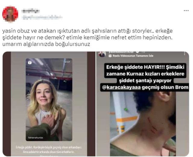 Şiddet iddiasıyla gündeme gelen Batuhan Karacakaya'ya destek olan Atakan Işıktutan ve Yasin Obuz'a tepki