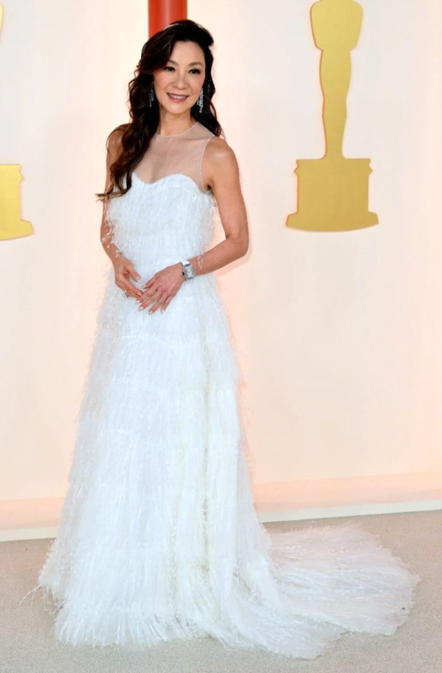 Ünlü şarkıcı, kalçasına kadar inen tül elbisesiyle kırmızı halıya damga vurdu! İşte 2023 Oscar Ödülleri'nin en şıkları