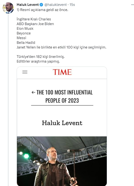 'En etkili 100 kişi' listesine giren Haluk Levent, ödülünü reddetti