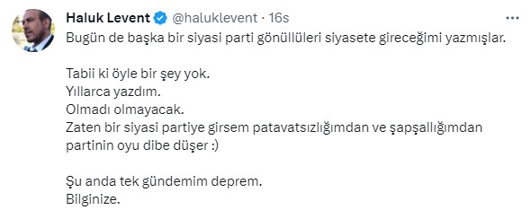 Haluk Levent, milletvekili adayı olacağı iddiasını yalanladı