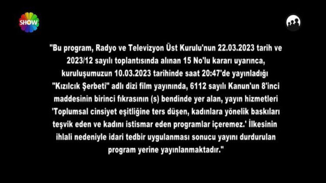 Kızılcık Şerbeti yayını özet sırasında durduruldu! Dizi yerine İslamofobi belgeseli yayınlandı