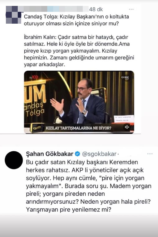 Şahan Gökbakar'dan Cumhurbaşkanlığı Sözcüsü İbrahim Kalın'ın Kızılay yorumuna dikkat çeken paylaşım: Neden yorgan hala pireli?