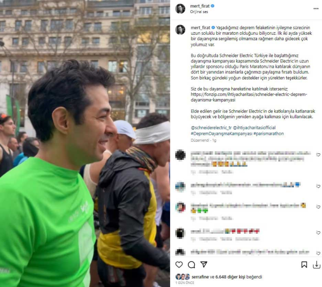 UNDP Türkiye İyi Niyet Elçisi olan Mert Fırat, deprem felaketine dikkat çekmek için Paris'te maratona katıldı