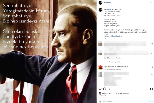 Tarkan'dan 19 Mayıs paylaşımı! Mustafa Kemal Atatürk için marş yazdı
