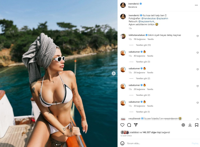 Şarkıcı İrem Derici bikinili pozlarını paylaştı, sevgilisi Atakan Işıktutan'dan yorum gecikmedi