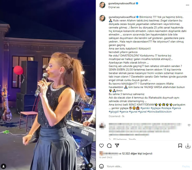 Azeri Kızı Günel'den Ebru Gündeş'e olay suçlama: Konserimi engelledi
