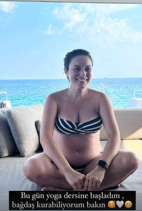 6 aylık hamile Ezgi Mola, karnı burnunda bikinili pozlarını paylaştı