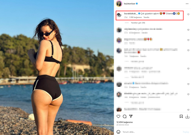 Leyla Tanlar, sevgilisi Burak Dakak'ın 'Silsene' uyarısı üzerine bikinili paylaşımını kaldırdı