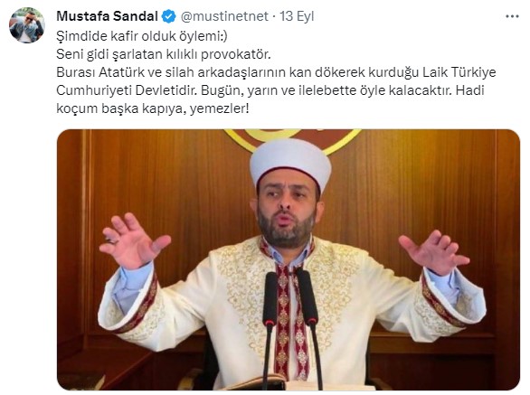 Mustafa Sandal'dan 'Şeriatı istemeyen kişi kafirdir' diyen Halil Konakçı'yı hedef aldı: Başka kapıya