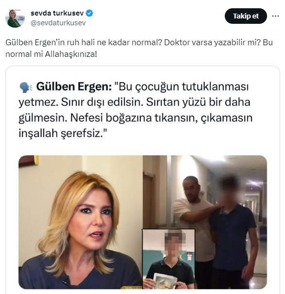Sevda Türküsev, Atatürk'e saygısızlık yapan öğrenciye beddua eden Gülben Ergen'e tepki gösterince cevap gecikmedi