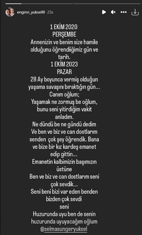 Oyuncu Engin Yüksel'in vefat eden 2 yaşındaki oğlunun epilepsi hastası olduğu ortaya çıktı