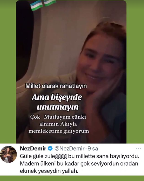 'Rahatlayın, alnım ak gidiyorum' diyen Şule'ye Nez Demir'den olay yaratan cevap: Yallah