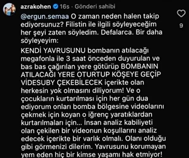 Yazar Azra Kohen'den skandal sözler: Filistinliler, çocuklarını bilerek bombaların atılacağı yerde oturtuyorlar