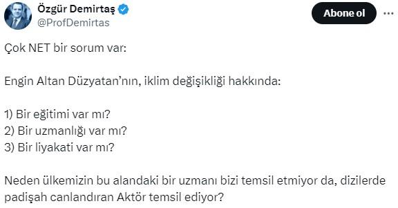 Engin Altan Düzyatan'ın İklim Zirvesi'nde Türkiye'yi temsil edecek olması tepki çekti