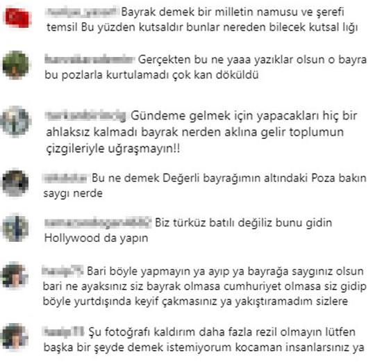 Serel Yereli'nin sevgilisiyle Türk bayrağı altında verdiği pozlar tepki çekti