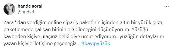 İnternetten alışveriş yapan Hande Soral'ın paketinin içinden altın yüzük çıktı! Sahibini bulmak için harekete geçti