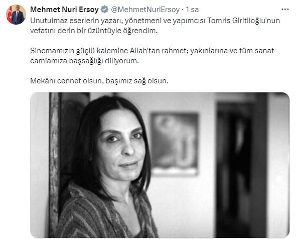 Ünlü Senarist ve yönetmen Tomris Giritlioğlu hayatını kaybetti