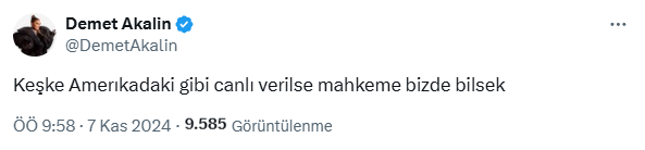 Demet Akalın herkesin sesi oldu: Keşke Amerika'daki gibi canlı verilse mahkeme biz de bilsek