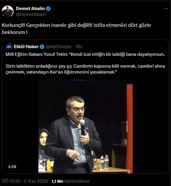 Demet Akalın ne paylaştı? Bakan Tekin'e ne dedi?